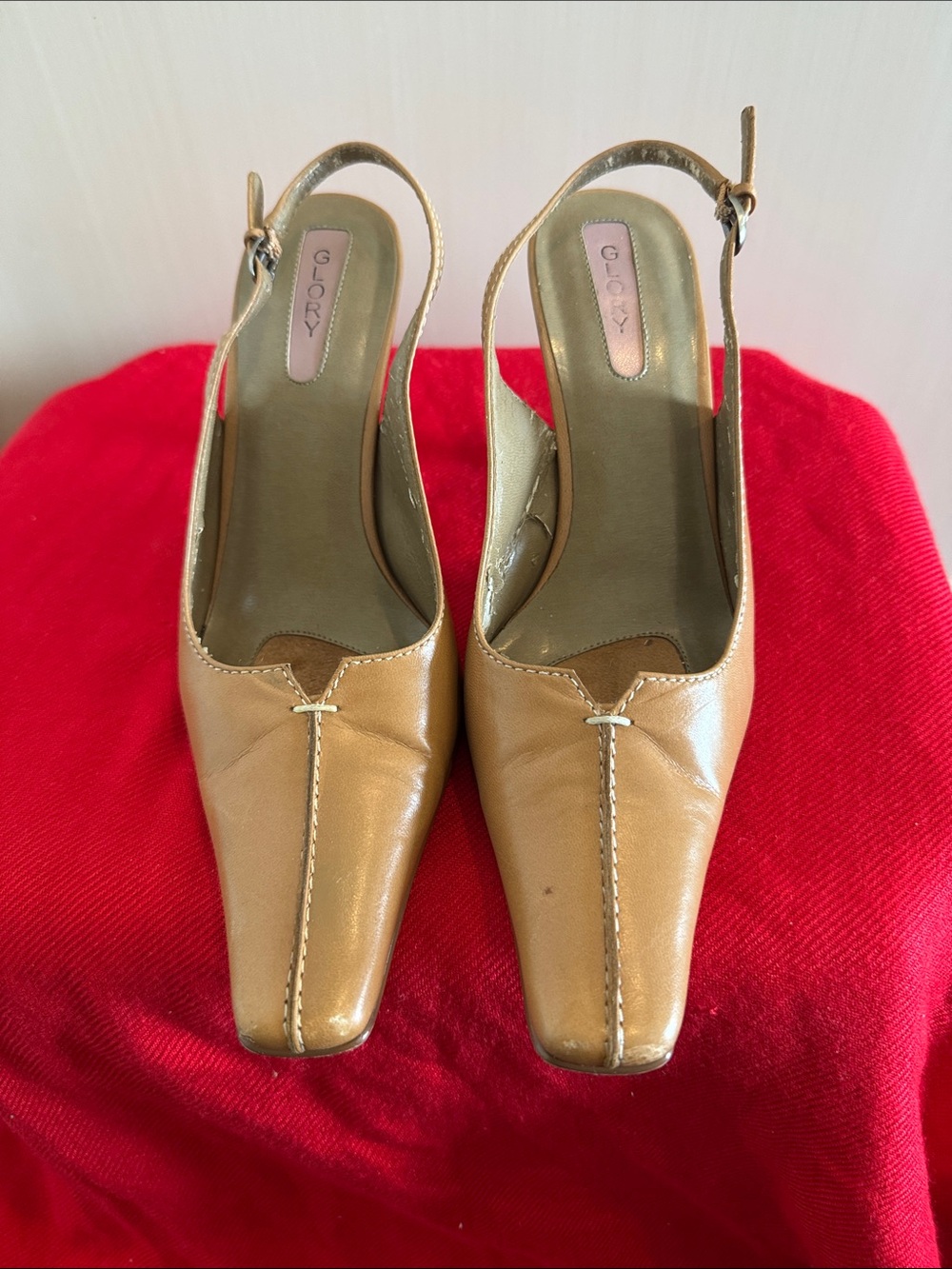 G by Guess Tan Slingback Leather Heels